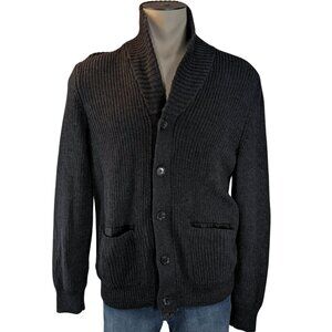 SOLD Calvin Klein XL Dark Gray Chunky Cable Knit V-Neck Grandpa Cardigan Sweater